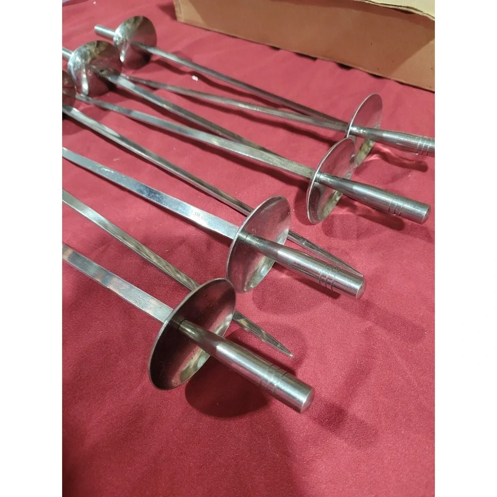 Vintage Japanese Set 8 Sword Kebab Kabob Skewers Wooden Stand Tokyo Japan